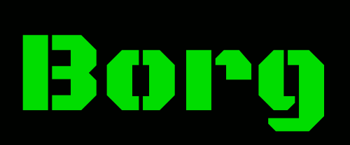 Logo de Borg, écrit en vert sur fond noir.