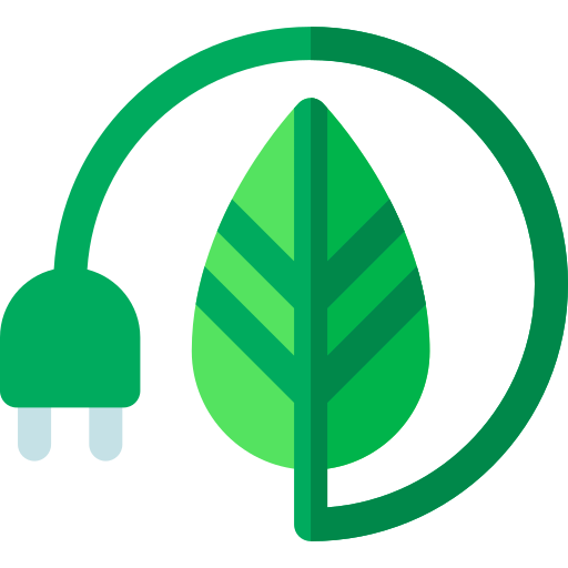 Image d'une feuille dont la tige se transforme en prise électrique, pour symboliser l'énergie verte.