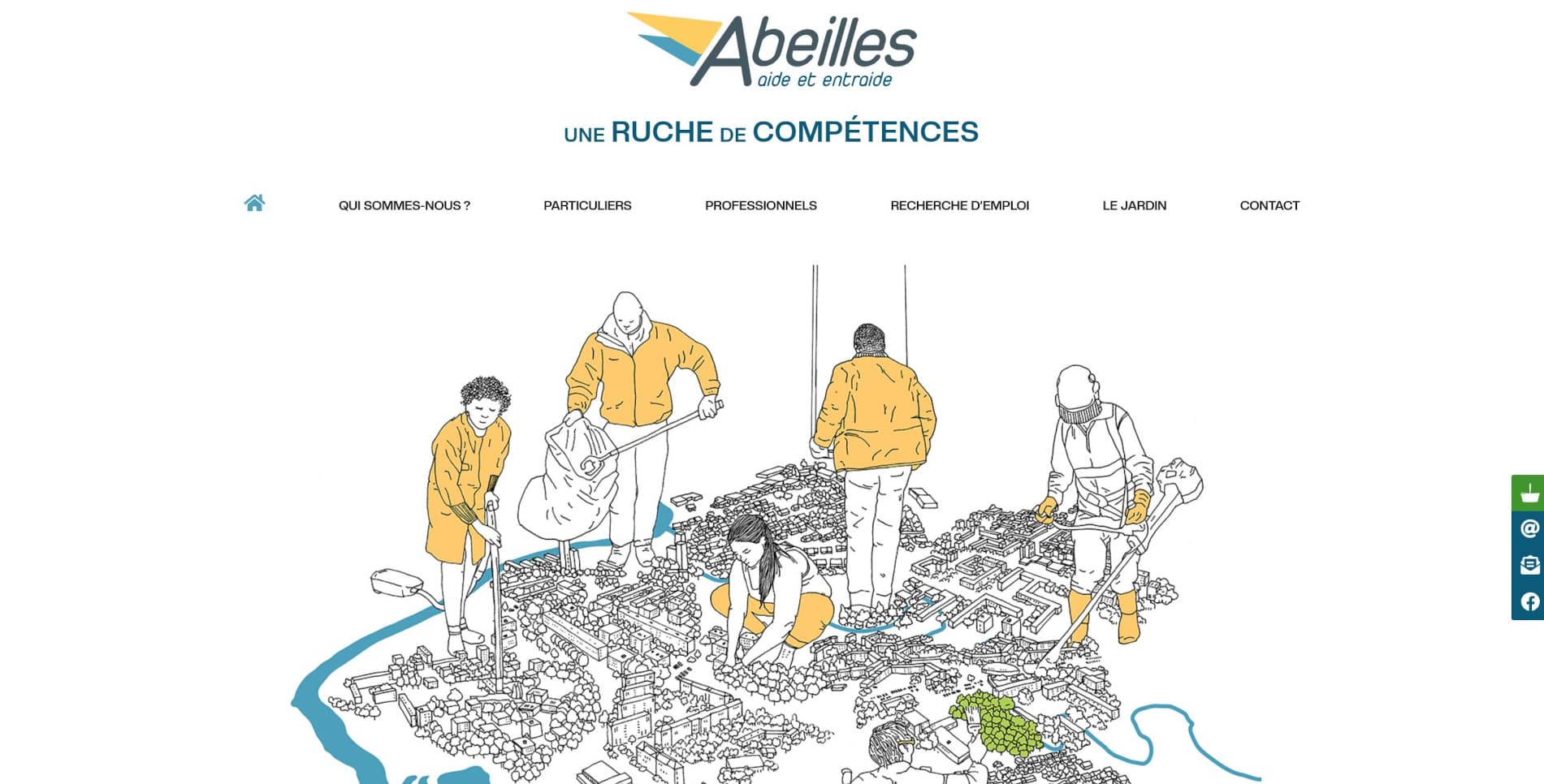 Capture d'écran de la page d'accueil du site Abeille Aide et Entraide